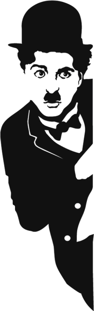 Iconic Silent Film Comedian Silhouette PNG Image