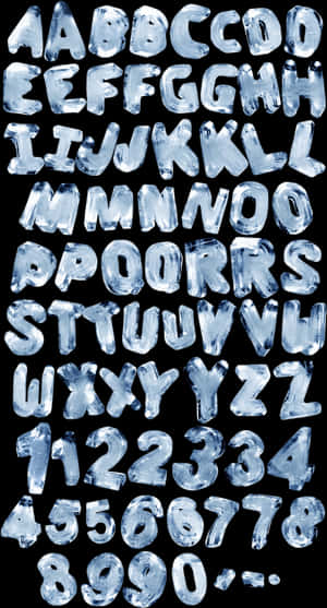 Icy Alphabetand Numbers PNG image with transparent background