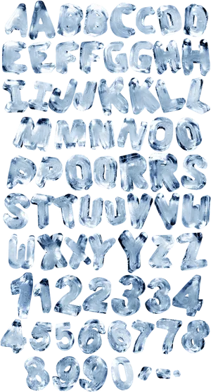 Icy Alphabetand Numbers PNG Image