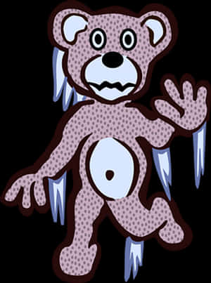 Icy Zombie Teddy Bear Illustration PNG image with transparent background