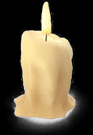 Illuminated Beige Candleon Black Background.jpg PNG image with transparent background
