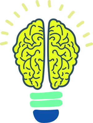 Illuminated Brain Graphic PNG Image