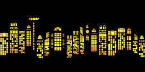 Illuminated City Silhouette Graphic PNG with transparent background