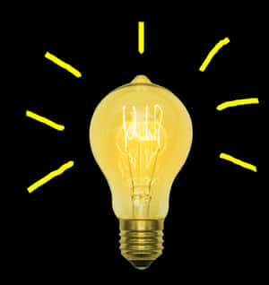 Illuminated Light Bulbon Black Background PNG image with transparent background