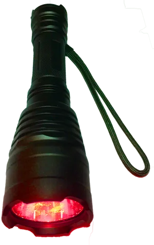 Illuminated Red Flashlight Night PNG Image