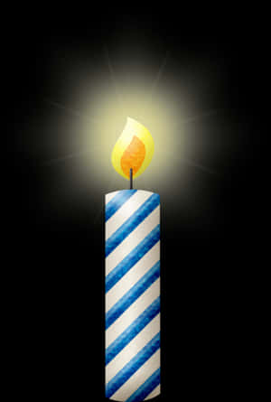 Illuminated Striped Candle PNG image with transparent background