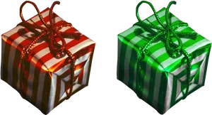 Illuminated Striped Gift Boxes PNG Image