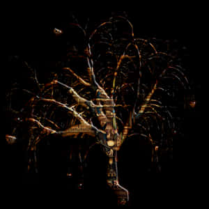 Illuminated Tree Artwork PNG image with transparent background