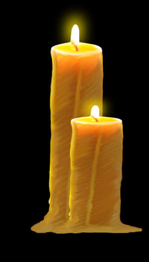Illuminated Twin Candles Dark Background.jpg PNG image with transparent background