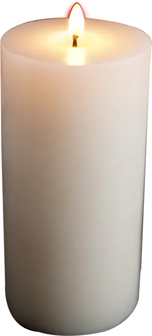 Illuminated White Pillar Candle PNG Image