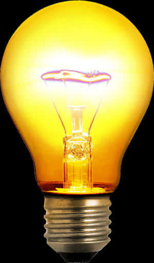 Illuminated Yellow Light Bulb PNG image with transparent background