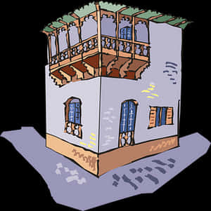 Illustrated Apartment Corner View PNG with transparent background