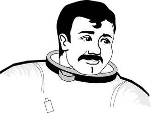 Illustrated Astronaut Portrait PNG Image