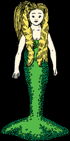 Illustrated Blonde Mermaid Artwork PNG image with transparent background