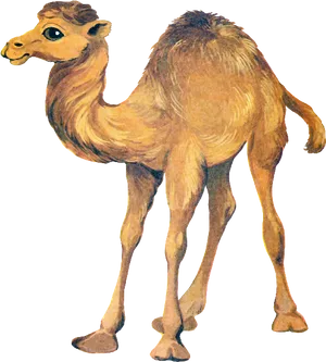 Illustrated Camel Standing Side View.png PNG Image