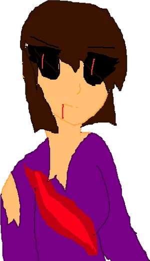 Illustrated Characterwith Wound PNG Image