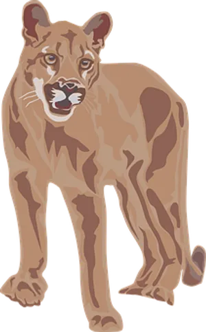 Illustrated Cougar Standing PNG Image