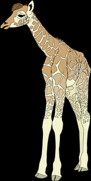 Illustrated Giraffe Standing Side View PNG image with transparent background