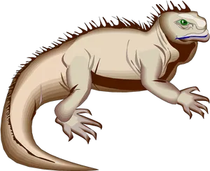 Illustrated Green Iguana.png PNG Image