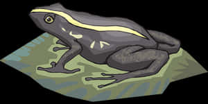 Illustrated Grey Frog On Leaf PNG image with transparent background