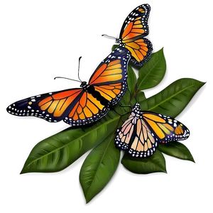 Illustrated Monarch Butterflies Png Srl PNG Image