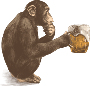 Illustrated Monkey Holding A Mug Of Beer - Common Chimpanzee, HD Png Download PNG image with transparent background