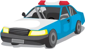 Illustrated Police Car Graphic PNG Image