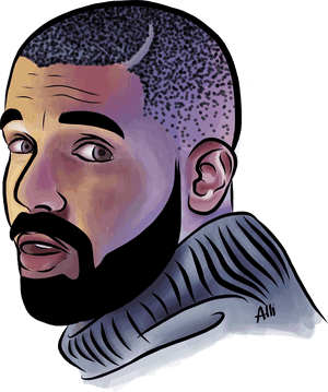 Illustrated Portraitof Music Artist PNG with transparent background