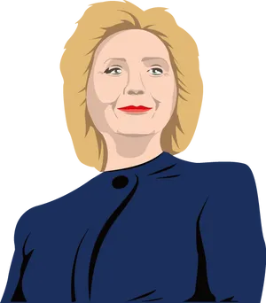 Illustrated Portraitofa Womanin Blue PNG Image