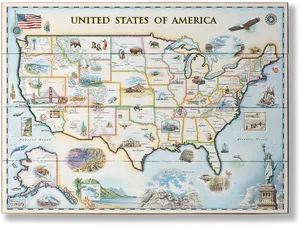 Illustrated U S A Map PNG Image