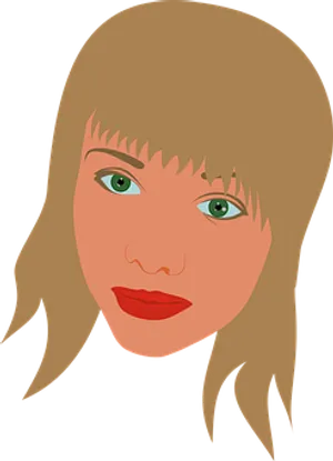 Illustrated Woman Portrait PNG Image