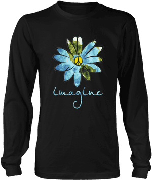 Imagine Flowers Hippie Peace Sign T-shirt Birthday - Imagine Flower Earth Peace Sign Shirt, HD Png Download PNG image with transparent background