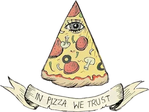 In Pizza We Trust Tattoo Design PNG Image