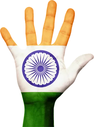 India Flag Painted Hand PNG Image