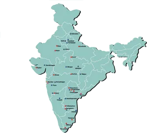 India Map Major Cities PNG Image