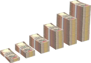 Indian Currency Stacks Growth Graph PNG Image