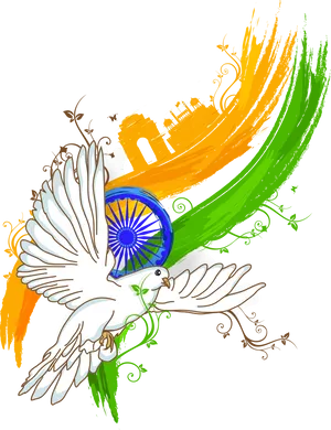 Indian Independence Day Peace Dove PNG Image