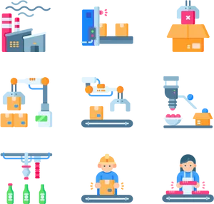 Industrial Automation Icons Set PNG Image