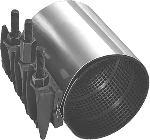 Industrial Metal Pipewith Flangeand Bolts PNG Image