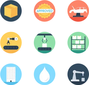 Industrial Process Icons Set PNG Image