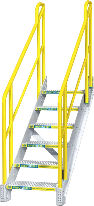 Industrial Yellow Handrails Metal Stairs PNG Image