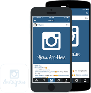Instagram App Promotion Mockup PNG image with transparent background