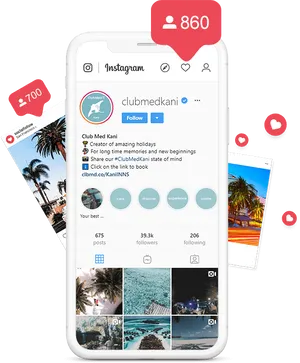 Instagram Followers Growth Illustration PNG Image