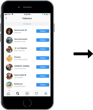 Instagram Followers List Screenshot PNG image with transparent background