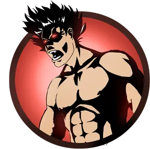 Intense Anime Fighter PNG Image