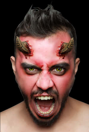 Intense Demonic Horns Portrait PNG image with transparent background