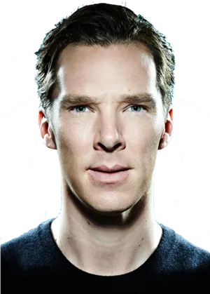 Intense Portrait Man Blue Sweater PNG Image