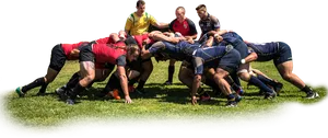 Intense Rugby Scrum Competition PNG Image