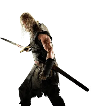 Intense Viking Warrior Readyfor Battle PNG Image