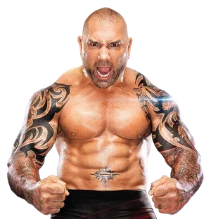 Intense Wrestler Batista Pose PNG Image